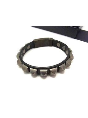 Prada Saffiano Leather Studded Bracelet Black